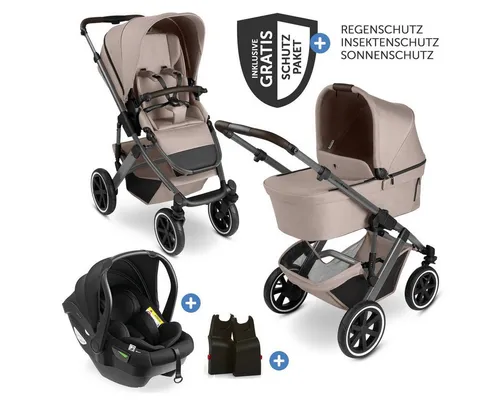 ABC Design Kombi-Kinderwagen Salsa 5 Air Set - Camel, 3in1 Kinderwagen mit Babywanne, Babyschale & Zubehör - Vielseitiger Kombi-Kinderwagen für Alltag und Reisen. Mit sicherer Babyschale und umfangreichem Schutzpaket ist der Salsa 5 Air ideal für jede Wetterlage. Komfortabel bis 22 kg – perfekt für Stadt und Land.