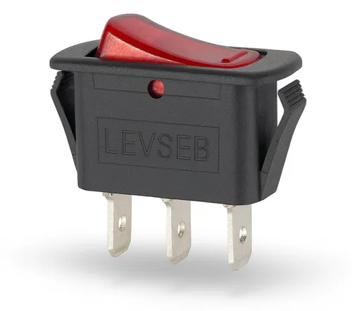 Wippschalter EIN/AUS 15A 250V mit rote Kontrollleuchte Flachstecker 6,3 mm