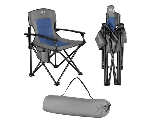 NILS CAMP NC3075 - Blaues Campingstuhl - Camping-Möbel mit stabiler Konstruktion und bequemem Sitz, perfekt für Outdoor-Aktivitäten und entspannte Momente in der Natur.