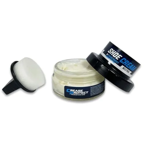 Crease Protect Schuhcreme Neutral | Lederpflege mit Schwammapplikator | Spendet Feuchtigkeit, Frischt Farbe auf & Verleiht Glanz | Für Schuhe, Taschen & Möbel