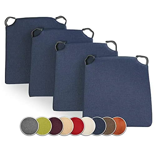 sunnypillow 4er Set Stuhlkissen mit Klettverschluss in blau von sunnypillow