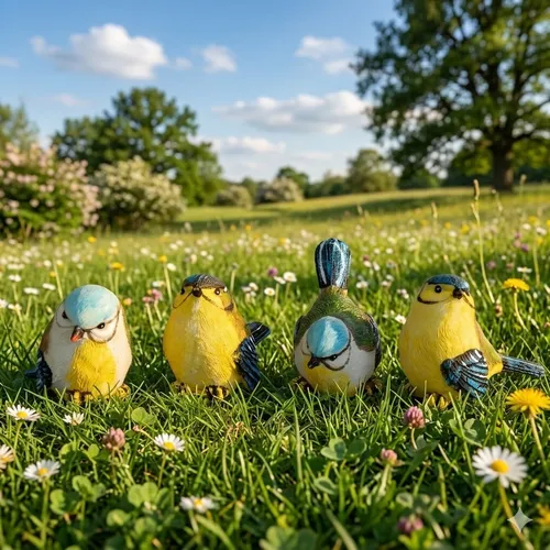 Meisen klein 4er Set ca. 5 cm - Dekofigur in blau von Denk