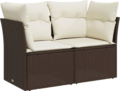 vidaXL Gartensofa 2-Sitzer Braun mit Kissen und Stauraum von vidaXL