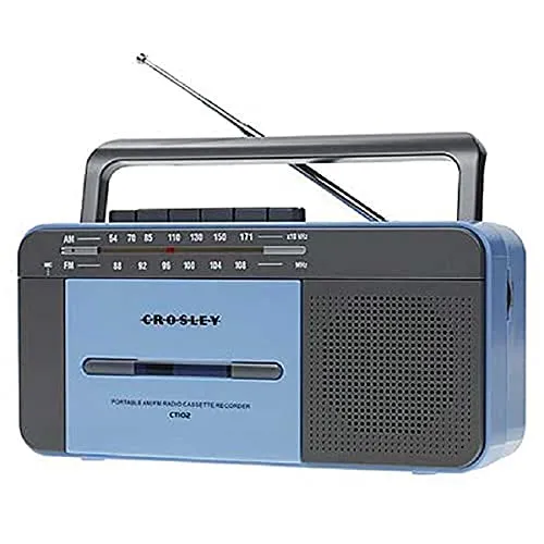Crosley CT102A Tragbarer Kassettenplayer in Blau/Grau - Sonstige, tragbarer Kassettenplayer mit modernem Design und nostalgischem Flair für Musikliebhaber