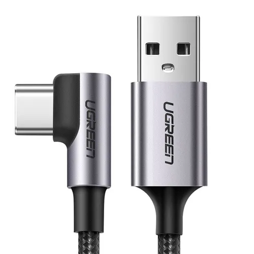 Ugreen USB-C Winkelkabel 3A, 2m, Grau, Schnellladekabel
