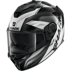 Shark Spartan GT Elgen Helm - Schwarz-Weiß, Größe XS für Männer - Motorradhelm aus Faserverbundwerkstoff mit Doppel-D Verschluss für optimale Sicherheit und Komfort beim Fahren.