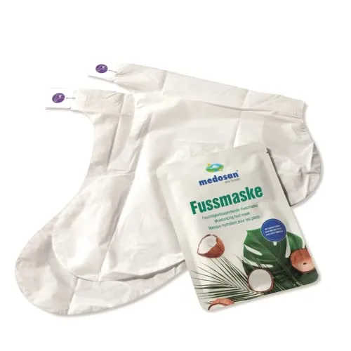 Medosan Fußmaske | für streichelzarte Füße | mit Kokosöl, Hyaluronsäure und Milchsäure | mit Sofortwirkung (3er-Sparset)