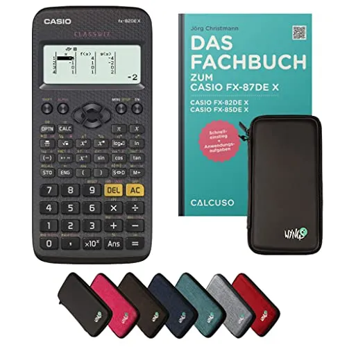 Casio fx-82DE X – Wissenschaftlicher Taschenrechner mit Schutztasche & Fachbuch - Wissenschaftlicher Taschenrechner mit 276 Funktionen, inklusive robuster Schutztasche und praxisnahem Fachbuch für erfolgreiches Lernen in Schule und Studium.