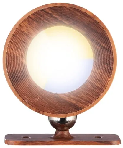 Lunartec LED-Wandlampe rund: CCT-LED-Wandlampe mit Magnetfuß, dimmbar, Touch-Bedienung, walnuss (Wandleuchte innen mit Schalter, Leuchte Wohnzimmer, Arbeitsleuchte)