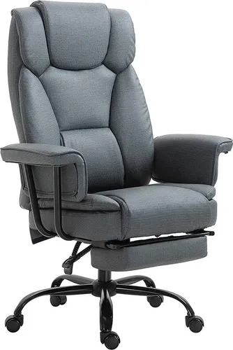 Vinsetto Schreibtischstuhl mit Fußstütze - Bürostuhl mit ergonomischer Lehne und ausklappbarer Fußstütze für ultimativen Komfort und Entspannung während langer Arbeitstage.
