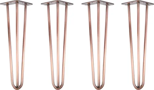 Natural Goods Berlin HAIRPIN Legs, Antik Roségold, 40 cm, 4 Stück - Stabile Haarnadelbeine aus 12mm Rundstahl für individuelle DIY-Möbelprojekte. Ideal für Tische und Sitzmöbel, mit eleganter Antik Roségold-Oberfläche. Inklusive Schrauben für einfache Montage!