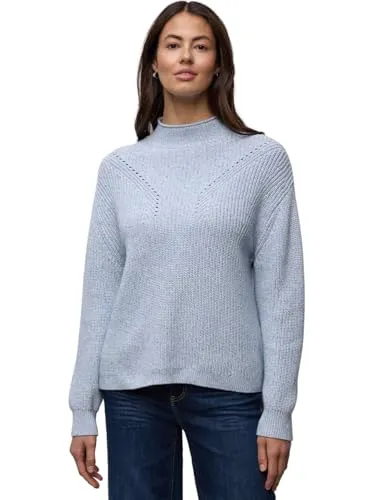 Street One Damen Mouline Pullover – Turtleneck - Stylischer Strickpullover mit Strukturdetails und komfortablem Turtleneck. Aus 100% reiner Baumwolle, ideal für entspannte Looks.
