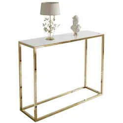 Lookway Konsolentisch MODERN GLASS mit goldfarbenem, verchromtem Gestell (1x Konsole), Breite 80/100 cm weiß 100 cm