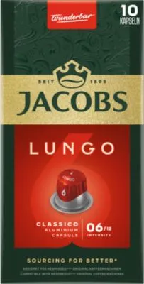 Produktbild Jacobs Lungo 6 Classico Kaffeekapseln, Röstkaffee, 10 x 52 g, Nespresso®-kompatibel, UTZ-zertifiziert 189264