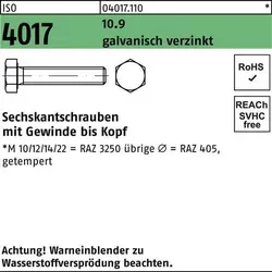 Bufab Sechskantschraube ISO 4017 VG M 27 x 130 10.9 - Hochwertige galvanisch verzinkte Sechskantschraube, ideal für robuste Anwendungen, Lieferung in praktischer 5er-Packung.