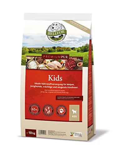 Bellfor Premium PUR Kids Glutenfrei Hundefutter für Welpen - Hundefutter für Welpen und trächtige Hündinnen, reich an natürlichen Antioxidantien und Omega 3, fördert die gesunde Entwicklung und stärkt das Immunsystem.