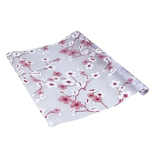 Venilia Fensterfolie statisch Vitrostatic Kirschblüten, Sichtschutz Folie, Milchglasfolie, Scheibenfolie, Folie für Duschkabine, Glasdekorfolie, transparent, 45cm x 1,5m, 200µm (Stärke: 0,2mm)