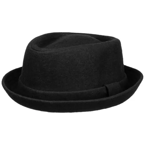 Lipodo Fedora Porkpie Hut mit Futter, schwarz - Filzhut aus 60% Wolle, ideal für stilvolle Auftritte. Mit weichem Innenfutter für zusätzlichen Komfort und einer eleganten Krempenbreite von 3 cm.