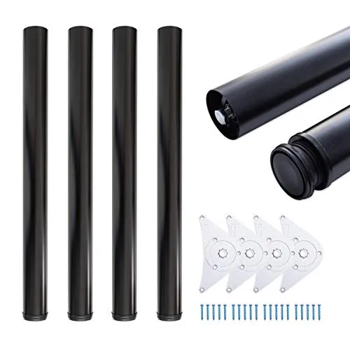 sossai® Premium Tischbeine TBBL - Höhenverstellbar & Schwarz - 4 Stück - Möbelfüße mit zeitlosem Design, höhenverstellbar von 82 bis 84 cm, inklusive Montagezubehör für eine schnelle und einfache Installation.