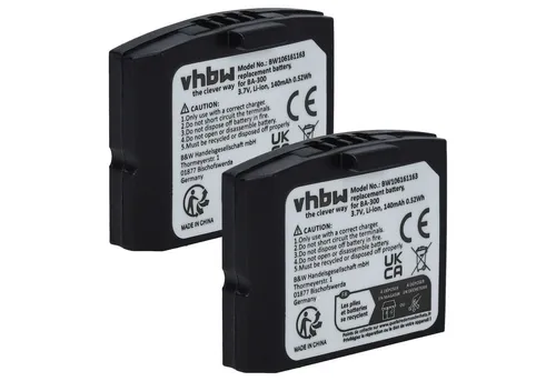 vhbw Akku Ersatz für Sennheiser BA300, BA-300, HC-BA300, NCI-PLS100H, Akku Akku Li-Polymer 140 mAh (3,7 V, 2 St), Leistungsfähige Austausch-Akkus für schnurlosen Kopfhörer, Headset