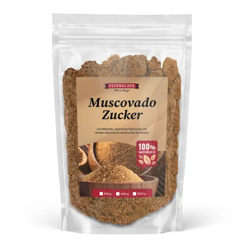 Feinwälder® Muscovado Zucker 1kg – Unraffinierter, naturbelassener Rohrzucker