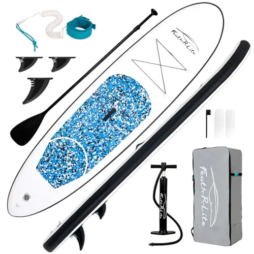 FunWater 10' &11' Stand Up Paddle Board Sup Board, Aufblasbares Stand Up Paddle Board für Erwachsene, Alle Fähigkeiten mit Aller Zubehör, Paddel, Pump, Sitz (10' MARMORSTRUKTUR BLAU)
