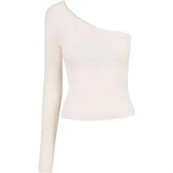 URBAN CLASSICS Langarmshirt Urban Classics Damen Ladies Asymmetric Longsleeve (1-tlg) weiß L (40/42)