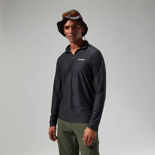 24/7 Langärmeliges Baselayer-Funktions-T-Shirt mit halbem Reißverschluss - Sportunterwäsche für Herren, bietet ein trockenes Tragegefühl durch ARGENTIUM-Material, das Feuchtigkeit ableitet und Gerüche verhindert. Halber Reißverschluss für zusätzliche Kühlung und extrem dehnbares Material für optimale Bewegungsfreiheit.