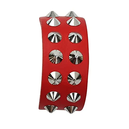 Freak Scene Lederarmband mit Spitznieten 2-reihig in rot von Freak Scene
