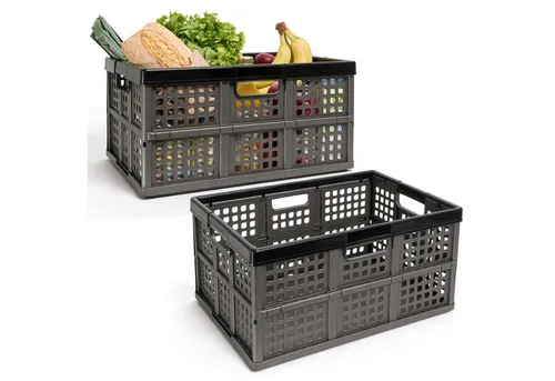 Hausfelder Klappbox 45 Liter, 2er Set – Praktische Aufbewahrungslösung - Diese klappbare Klappbox mit 45 Litern bietet idealen Stauraum für Einkäufe und mehr. Aus robustem, BPA-freiem Kunststoff gefertigt, ist sie stabil und platzsparend – perfekt für Zuhause und unterwegs.