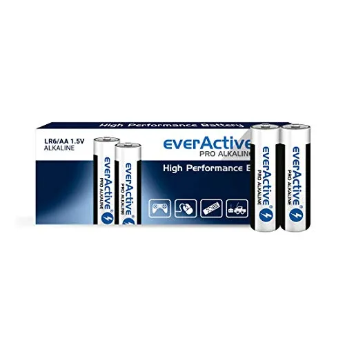 everActive AA Batterien, Pro Alkaline, Mignon LR6 R6 1.5V 10 Jahre Haltbarkeitsdatum - 200 Stück Packung