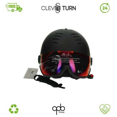 Uvex Wanted Visor Skihelm - Schwarz, Größe 58-62, mit integriertem Visier für optimalen Schutz und Sicht beim Skifahren