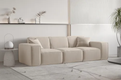 Designersofa CELES PREMIUM 3-Sitzer in Sand in weiß von Fun Möbel