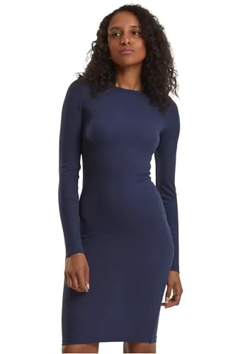 Urban Classics Damen Kleid Ladies Rib Dress - Kleider für Damen - Figurbetontes, hochgeschlossenes Rippenkleid aus hochwertigem Materialmix für maximalen Komfort und vielseitige Kombinationsmöglichkeiten.