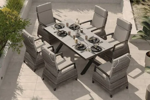 Siena Garden Garten-Essgruppe Serro - Moderne Garten-Essgruppe aus hochwertigem Aluminium und Polyrattan. Ideal für gesellige Stunden im Freien, robust und pflegeleicht. Perfekt für jeden Garten!