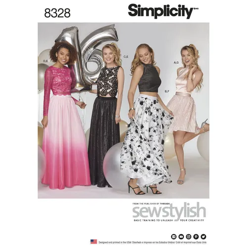 Simplicity 8328 Damen Spezielle Anlässe Oberteil & Röcke Nähmuster Größe 4-20