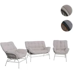 Lounge-Set HWC-P75, Gartengarnitur mit Sofa und Stühlen, hellgrau