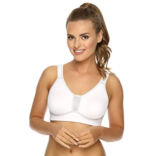 Sport-BH VIANIA für Damen, Gr. 95 Cup D, weiß - Funktionsunterwäsche mit gemoldeten Cups und atmungsaktiver Cool Quik-Spezialfaser für optimalen Feuchtigkeitstransport und ein trockenes Körpergefühl.