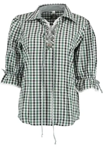 OS Trachten Trachtenbluse Tailliert Paruvo, Größe:44, Farbe:trachtengrün