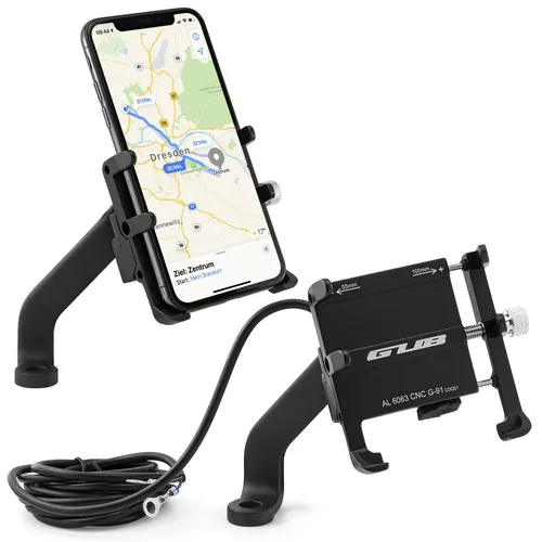 Motorrad Halterung Rückspiegel für Smartphones - Aluminium USB-Buchs - Praktische Smartphone-Halterung für Motorräder, mit einstellbarem Winkel und staubgeschütztem Design. Ideal für die sichere Nutzung während der Fahrt.