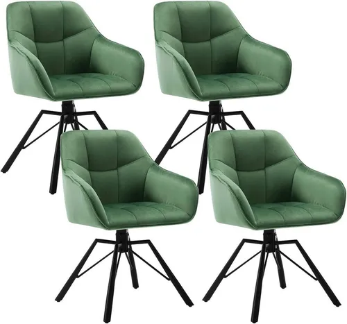 Woltu Polsterstuhl (4 St) - Drehbare Esszimmerstühle mit Armlehnen - Polsterstühle mit 360° drehbarem Sitz und ergonomischem Design für optimalen Komfort. Ideal für moderne und Retro-Interieurs, schützt Ihr Zuhause vor Kratzern.