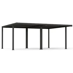 Green Spirit Doppel-Carport Mirador Classic 6x5 m in Anthrazit - Der freistehende Doppel-Carport bietet Platz für zwei Fahrzeuge und überzeugt durch eine stabile Aluminiumkonstruktion. Mit verstellbarem Lamellendach für individuellen Wetterschutz.
