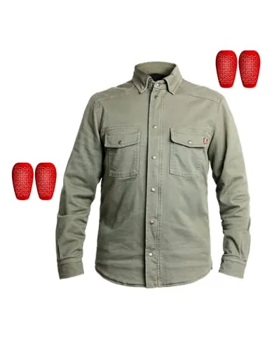 John Doe Motoshirt XTM Oliv - Motorradjacke mit CE-Protektoren, Gr. 2XL - Schutzjacke aus XTM-Schutzfaser mit 100% DuPont Kevlar für optimale Sicherheit und Komfort. Ideal für Motorradfahrer, die Wert auf Schutz und Stil legen.