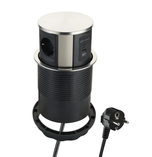 Electraline 62571 Versenkbare Tischsteckdose mit USB