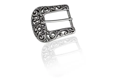 FREDERIC HERMANO Gürtelschnalle 30mm Metall Silber - Buckle Royal - 334107520020 Metall geschwärzt Austausch Schnalle für Wechselgürtelriemen