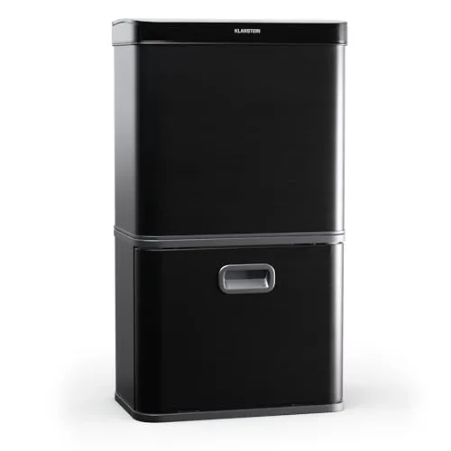 Klarstein Touchless Sensor-Mülleimer 56L - Haushaltszubehör mit 3 separaten Fächern für müheloses Recycling, berührungsloses Öffnen dank Bewegungssensor und elegantes Soft-Close-System für geräuschloses Schließen.