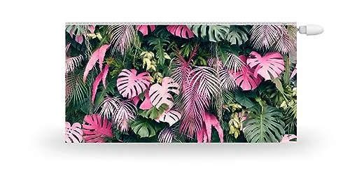 HUBDECO Magnetische Heizkörperverkleidung - 120x60 cm - Magnet Heizkörperabdeckung - Motiv Monstera Weiß - Wasserdicht Erhöhte Abriebfestigkeit Paneel-Heizkörperabdeckung