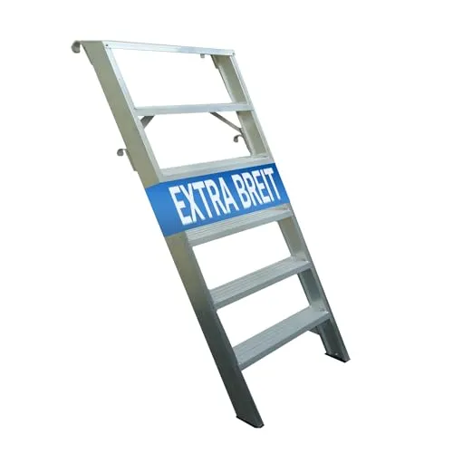 Weise Alu Anlegeleiter XL 2,75 m hoch, 11 Sprossen, trittsichere geriefte Stufen mit hoher Stabilität, Anstellleiter für Regale, mit rutschfesten Gummifüßen, inkl. 2 Paar Haken, nach DIN EN 131