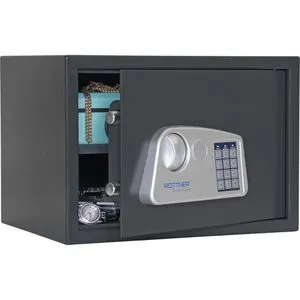 Rottner Tresor Jupiter 4: Kompakter Möbeltresor mit Elektronikschloss - Möbeltresor für Hotels und Privatzwecke, mit leicht bedienbarem Elektronikschloss und praktischem Fachboden. Inklusive Montagematerial und 2 Notöffnungsschlüsseln.
