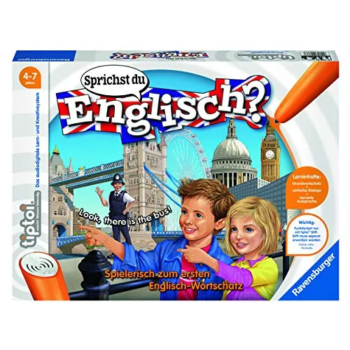 Ravensburger tiptoi Sprichst du Englisch? - Interaktives Lernspiel ab 4 Jahren, spielerisch Englisch lernen mit Wimmelbild und Vokabelkarten
